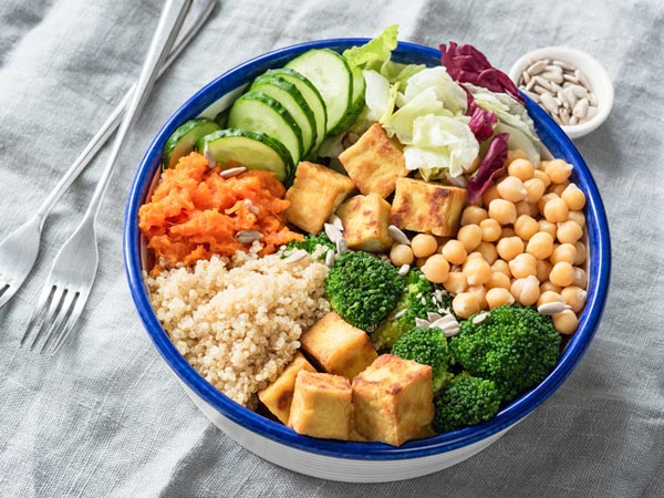 A colourful vegetarian meal
